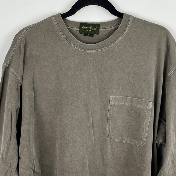 Eddie Bauer Sweater Sweatshirt Size XL Gray Long Sleeve Crew Neck Stretch Pocket - Picture 2 of 9